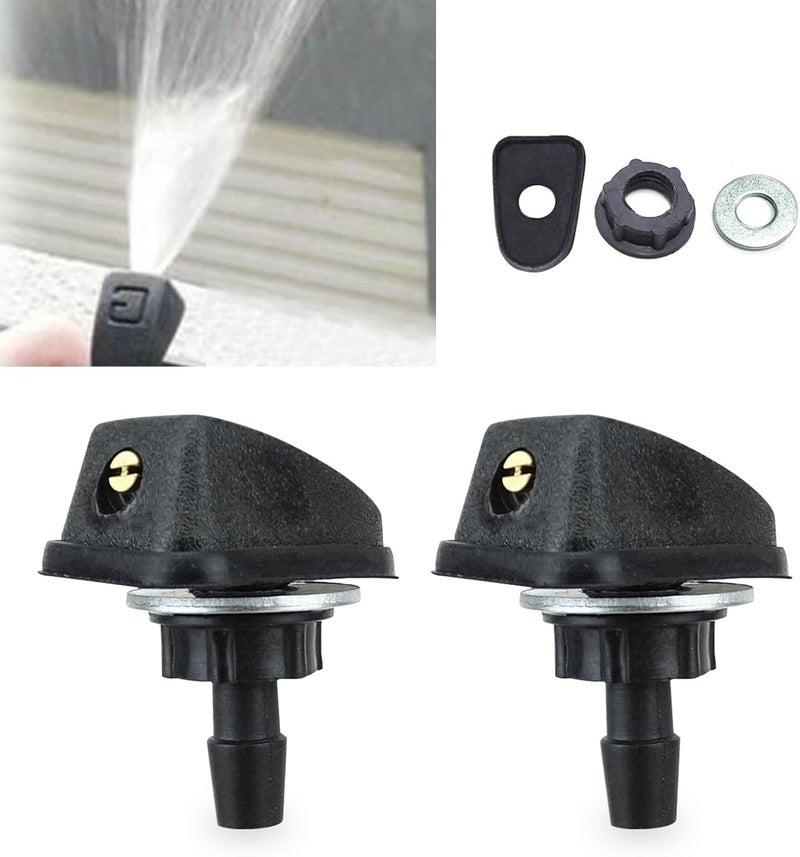 GKmow Pack-2 Car Front Windshield Washer, Automotive Wiper Nozzles, 0.31" Sprayer Head Replacement Parts, Single Hole Adjustable Fan-shaped Kit, Universal for Most Cars, Trucks (Black) - Image 1